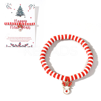 Elegant Christmas Handmade Polymer Clay Heishi Beaded Stretch Bracelets MV9996-33-1
