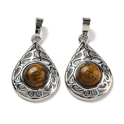Natural Tiger Eye Pendants G-Q158-05P-15-1