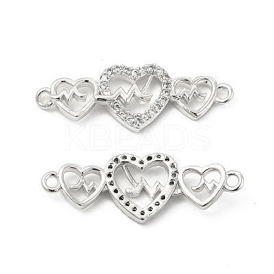 Brass Micro Pave Clear Cubic Zirconia Connector Charms KK-E068-VB383-1