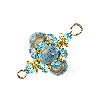 Handmade Porcelain & Glass & Seed Beads Links Connector Charms PALLOY-MZ01367-03-1