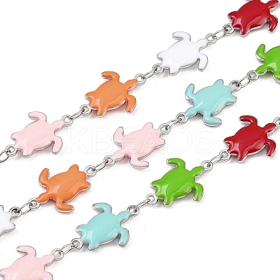 304 Stainless Steel Enamel Turtle Link Chains CHS-F023-01F-P-1