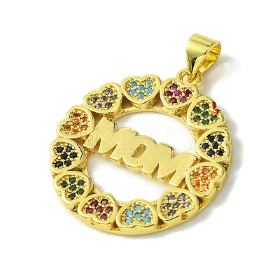 Mother's Day Brass Micro Pave Cubic Zirconia Pendants KK-H472-04G-03-1