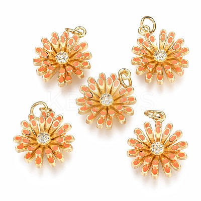 Brass Micro Pave Clear Cubic Zirconia Pendants ZIRC-B002-34G-F-1
