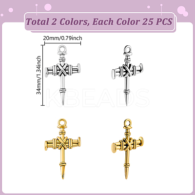 50Pcs 2 Colors Tibetan Style Zinc Alloy Pendants FIND-GA0007-33-1