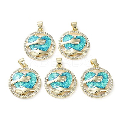 Rack Plating Brass Micro Pave Clear Cubic Zirconia Pendants KK-C041-06H-G-1