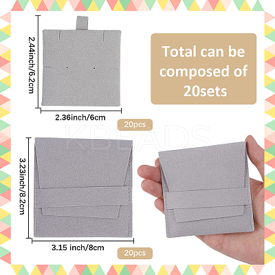 20Pcs Microfiber Jewelry Envelope Pouches ABAG-SP0001-47D-1