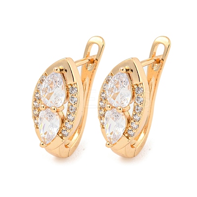 Brass Micro Pave Clear Cubic Zirconia Hoop Earrings EJEW-A107-09E-KCG-1