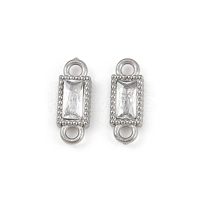 304 Stainless Steel Pave Clear Cubic Zirconia Rectangle Links Connector Charms STAS-F322-13P-1
