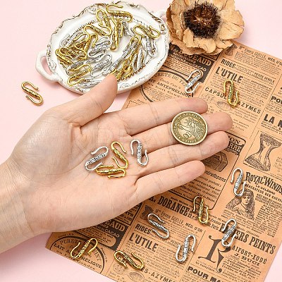 20Pcs Tibetan Style Alloy S-Hook Clasps TIBE-YW0002-04AG-1