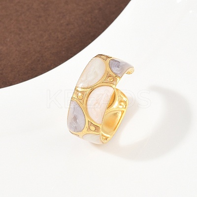 304 Stainless Steel Enamel Adjustable Cuff Rings for Women RJEW-A074-08G-1