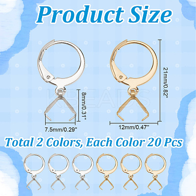 20 Pair 2 Color 304 Stainless Steel Leverback Earring Findings EJEW-AB00047-1