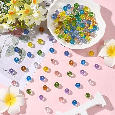 240Pcs 8 Colors Transparent Glass Beads Strands GLAA-YW0005-30-1