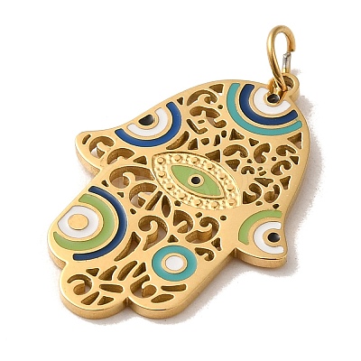 Ion Plating(IP) 304 Stainless Steel Enamel Pendants STAS-P340-07G-1