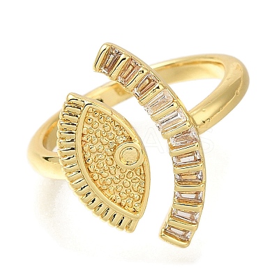 Eye Rack Plating Brass Micro Pave Cubic Zirconia Open Cuff Rings for Women RJEW-M022-23G-1