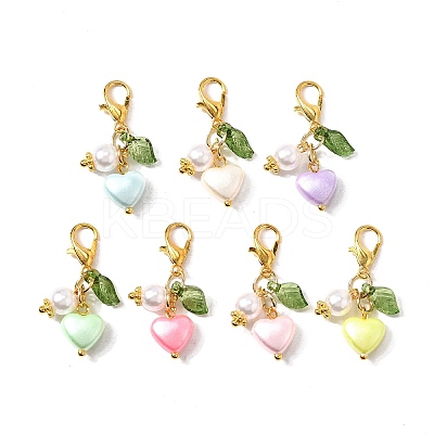 Heart Imitation Pearl Acrylic Pendant Decorations HJEW-JM03455-S-1