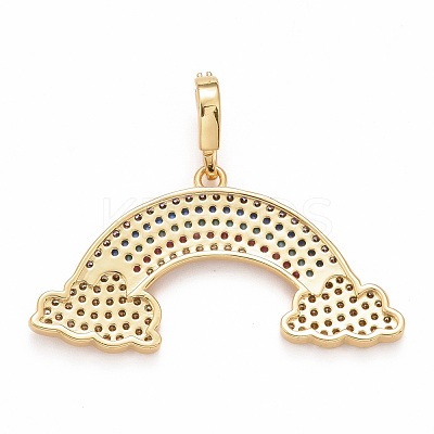 Rack Plating Brass Micro Pave Colorful Cubic Zirconia Pendants KK-M229-07G-1
