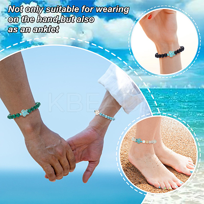 8Pcs 8 Colors Resin Tortoise Beaded Stretch Bracelets Set BJEW-AN0001-16-1