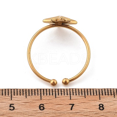 Star 304 Stainless Steel Open Cuff Ring for Women LS-RJEW-M049-03G-1