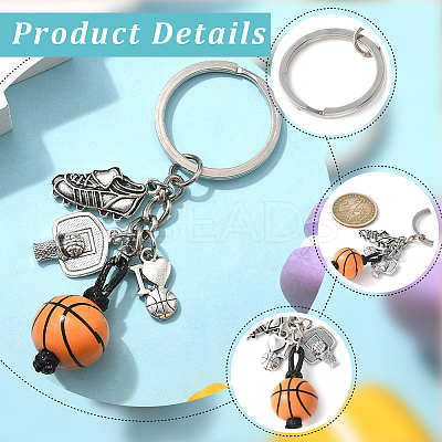20Pcs Alloy & Wood Keychain KEYC-SC0001-59B-1