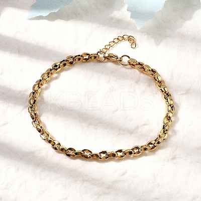 304 Stainless Steel Coffee Bean Chain Bracelets for Women BJEW-B140-01B-G-1
