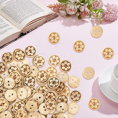 100Pcs 2-Hole Coconut Buttons BUTT-CY0001-31-1