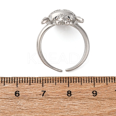 Brass Micro Pave Cubic Zirconia Adjustable Open Cuff Rings for Women RJEW-A072-01D-P-1