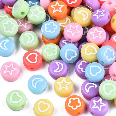 Opaque Mixed Color Acrylic Beads X-MACR-T038-11-1
