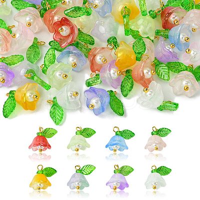 40Pcs Glass & Plastic Pendant PALLOY-FZ00012-1