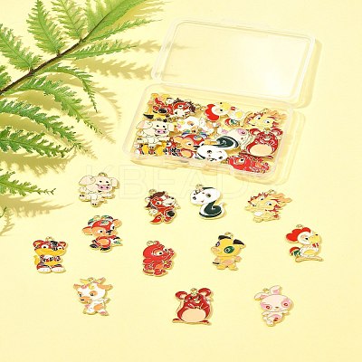 24Pcs 12 Styles Alloy Enamel Pendants ENAM-FS0002-86-1