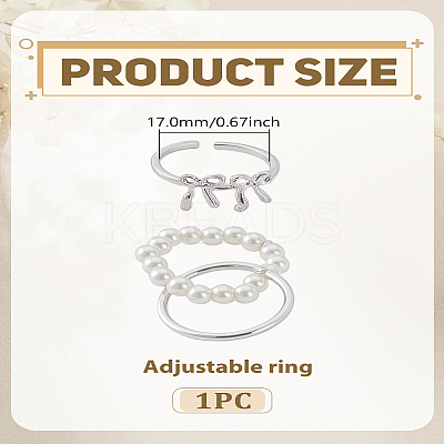 2Pcs 2 Styles Alloy Adjustable Cuff Rings for Women RJEW-LP0002-51-1