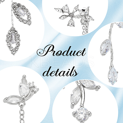 5 Pairs 5 Styles Crystal Rhinestone Leaf Dangle Stud Earrings EJEW-AN0003-54-1