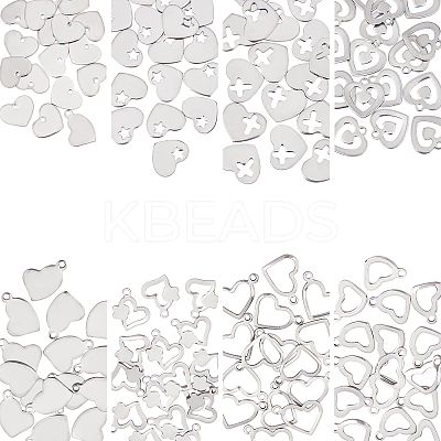 128Pcs 8 Style 201 Stainless Steel Charms STAS-UN0029-48-1