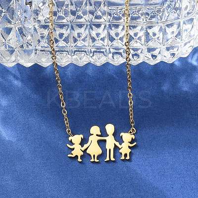 304 Stainless Steel Family Pendants Necklaces for Women NJEW-A045-11G-1