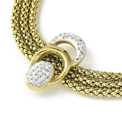 304 Stainless Steel Popcorn Chains Triple Layer Multi-strand Bracelet BJEW-Q775-09G-1