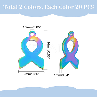 40Pcs 2 Colors 201 Stainless Steel Charms STAS-UN0043-90-1