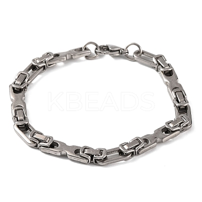 Tarnish Resistant 201 Stainless Steel Byzantine Chain Bracelets BJEW-B078-86P-1