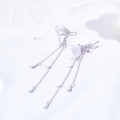 1Pair Alloy Butterfly Wing Dangle Cuff Earrings EJEW-LP0012-10-1
