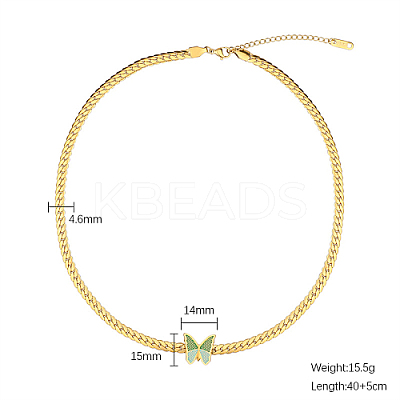 304 Stainless Steel Butterfly Pendant Necklace with Cuban Link Chains GO5113-5-1