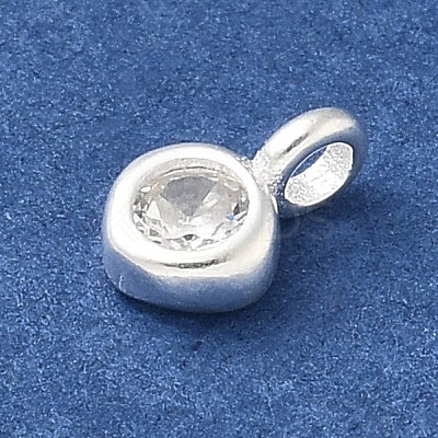 925 Sterling Silver Cubic Zirconia Flat Round Charms STER-R002-02S-08-1