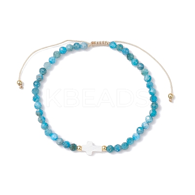 Natural Apatite Beaded Braided Bead Bracelets for Women BJEW-JB12211-03-1