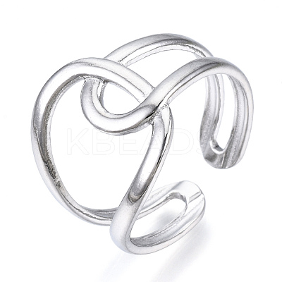Non-Tarnish 304 Stainless Steel Knot Open Cuff Ring RJEW-N040-06-1