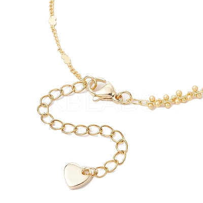 Brass Heart & Round Beaded Link Chains Bracelet Making AJEW-JB01370-1