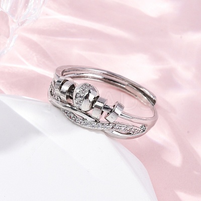 Brass Micro Pave Clear Cubic Zirconia Finger Rings for Women Ease Anxiety RJEW-S624-05P-02-1