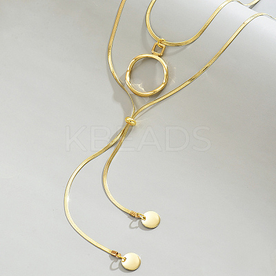 Stainless Steel Disc Tassel Double Layered Adjustable Slider Women's Necklaces SJ4314-1