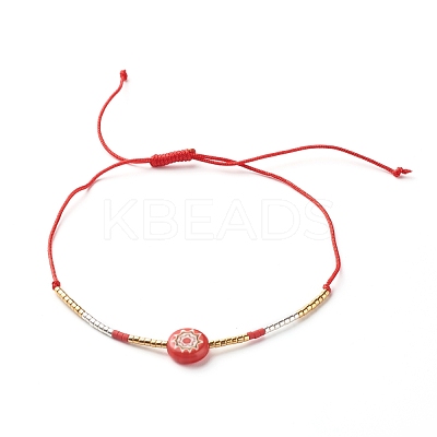 Crystal Sunflower Handmade Millefiori Glass Beads Bracelets for Girl Women BJEW-JB06750-1