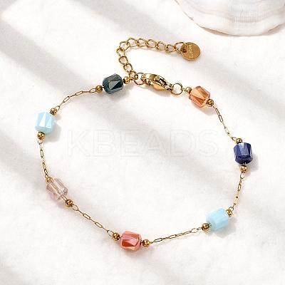 Glass Beaded Chain Bracelets BJEW-K237-23G-1