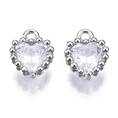 Brass Inlaid Clear Cubic Zirconia Charms ZIRC-S069-048B-P-1