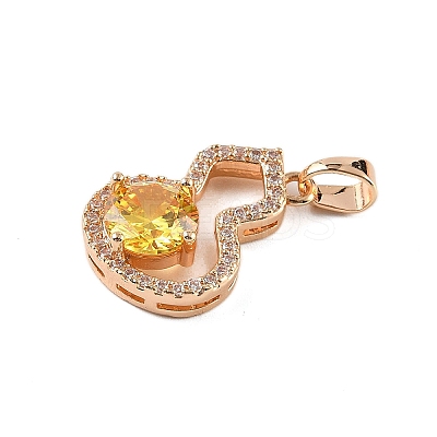 Brass Micro Pave Cubic Zirconia Pendants KK-E795-28KCG-01-1