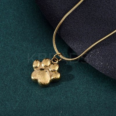 304 Stainless Steel Dog Paw Print Pendant Necklaces for Women NJEW-Z044-13G-1