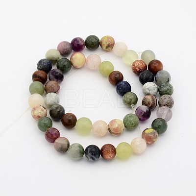 Natural & Synthetic Mixed Gemstone Beads Strands G-P070-26-8mm-1